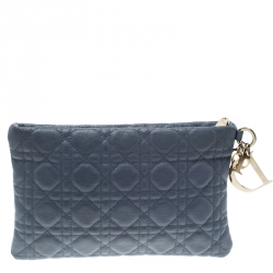 Pre Owned Dior Grey Cannage Coated Canvas Panarea Clutch
