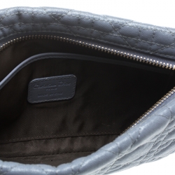 Pre Owned Dior Grey Cannage Coated Canvas Panarea Clutch