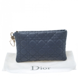 Pre Owned Dior Grey Cannage Coated Canvas Panarea Clutch