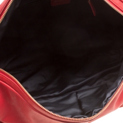 Pre Owned Dior Red Leather Large Gypsy Ruffle Hobo Bag