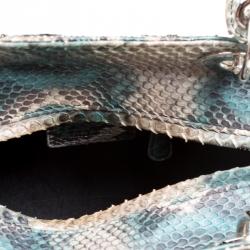 Pre Owned Dior Green Python and Sequin Medium Lady Dior Top Handle Bag
