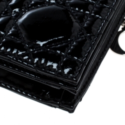 Pre Owned Dior Black Cannage Patent Leather Lady Dior Clutch