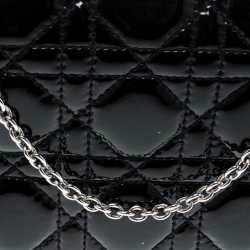 Pre Owned Dior Black Cannage Patent Leather Lady Dior Clutch