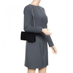 Pre Owned Dior Black Cannage Patent Leather Lady Dior Clutch