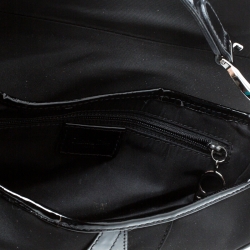 Pre Owned Dior Black Nylon and Patent Leather Saddle Bag