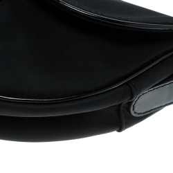 Pre Owned Dior Black Nylon and Patent Leather Saddle Bag