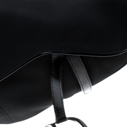 Pre Owned Dior Black Nylon and Patent Leather Saddle Bag