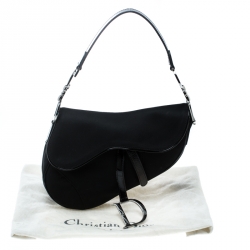 Pre Owned Dior Black Nylon and Patent Leather Saddle Bag