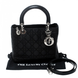Pre Owned Dior Black Nylon Medium Vintage Lady Dior Top Handle Bag