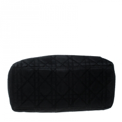 Pre Owned Dior Black Nylon Medium Vintage Lady Dior Top Handle Bag