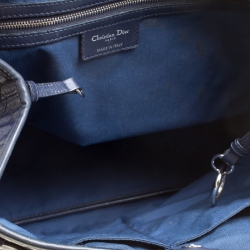 Pre Owned Dior Navy Blue Coated Canvas Medium Panarea Shopper Tote