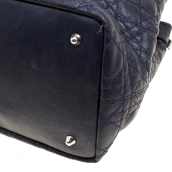Pre Owned Dior Navy Blue Coated Canvas Medium Panarea Shopper Tote