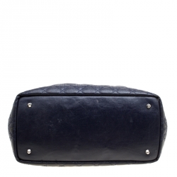 Pre Owned Dior Navy Blue Coated Canvas Medium Panarea Shopper Tote