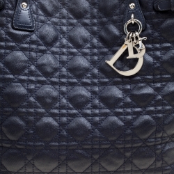 Pre Owned Dior Navy Blue Coated Canvas Medium Panarea Shopper Tote