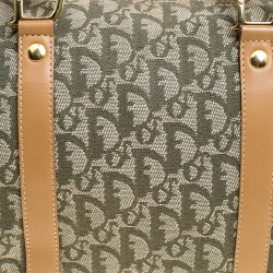Pre Owned Dior Green/Brown Diorissimo Canvas and Leather Small Boston Bag