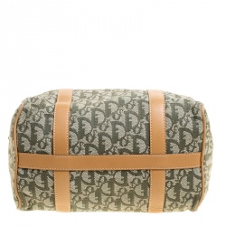 Pre Owned Dior Green/Brown Diorissimo Canvas and Leather Small Boston Bag