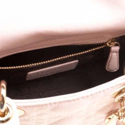 Pre Owned Dior Blush Pink Leather Mini Lady Dior Top Handle Bag