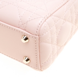 Pre Owned Dior Blush Pink Leather Mini Lady Dior Top Handle Bag