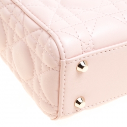 Pre Owned Dior Blush Pink Leather Mini Lady Dior Top Handle Bag
