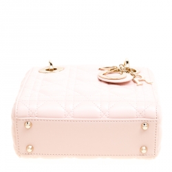 Pre Owned Dior Blush Pink Leather Mini Lady Dior Top Handle Bag