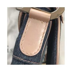 Pre Owned Dior Two Tone Denim and Leather Saddle Bag