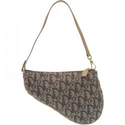 Pre Owned Dior Brown Canvas Saddle Bag