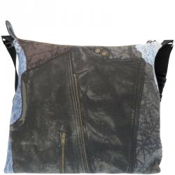 Pre Owned Dior Two Tone Denim and Canvas Miss Diorella Messenger Bag