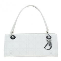 مملوكة مسبقًا Dior White Leather Lady Dior East/West Satchel