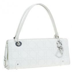 مملوكة مسبقًا Dior White Leather Lady Dior East/West Satchel