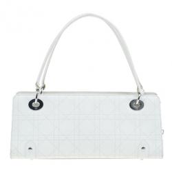 مملوكة مسبقًا Dior White Leather Lady Dior East/West Satchel