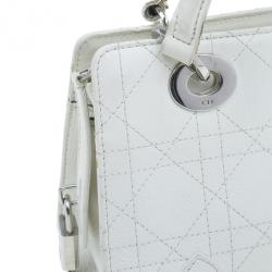مملوكة مسبقًا Dior White Leather Lady Dior East/West Satchel