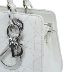 مملوكة مسبقًا Dior White Leather Lady Dior East/West Satchel