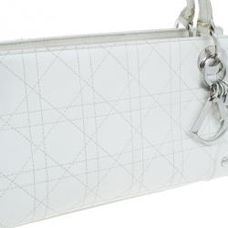 مملوكة مسبقًا Dior White Leather Lady Dior East/West Satchel