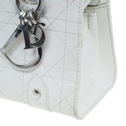 مملوكة مسبقًا Dior White Leather Lady Dior East/West Satchel