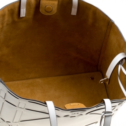 Pre Owned حقيبة يد مع حقيبة صغيرة ديور شوبر جلد تفاصيل كاناج بيضاء