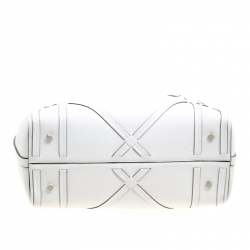 Pre Owned حقيبة يد مع حقيبة صغيرة ديور شوبر جلد تفاصيل كاناج بيضاء