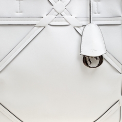 Pre Owned حقيبة يد مع حقيبة صغيرة ديور شوبر جلد تفاصيل كاناج بيضاء