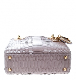 Pre Owned Dior Lilac Python Mini Crystal Studded Lady Dior Tote
