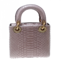 Pre Owned Dior Lilac Python Mini Crystal Studded Lady Dior Tote