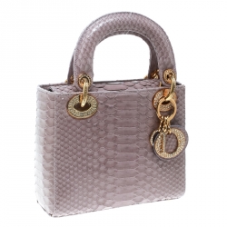 Pre Owned Dior Lilac Python Mini Crystal Studded Lady Dior Tote