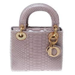 Pre Owned Dior Lilac Python Mini Crystal Studded Lady Dior Tote