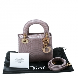 Pre Owned Dior Lilac Python Mini Crystal Studded Lady Dior Tote