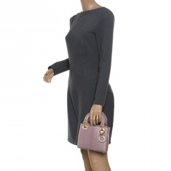 Pre Owned Dior Lilac Python Mini Crystal Studded Lady Dior Tote