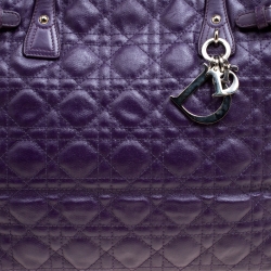 Pre Owned Dior Purple Cannage Coated Canvas Small Panarea Tote
