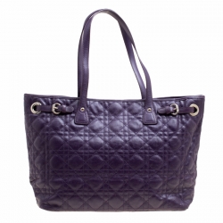 Pre Owned Dior Purple Cannage Coated Canvas Small Panarea Tote
