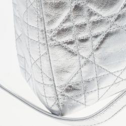 Pre Owned Christian Dior Metallic Silver Micro Lady Dior Bag