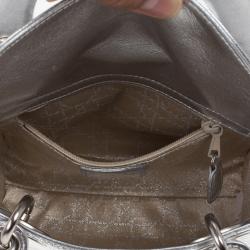 Pre Owned Christian Dior Metallic Silver Micro Lady Dior Bag