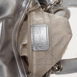 Pre Owned Christian Dior Metallic Silver Micro Lady Dior Bag