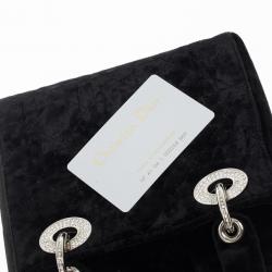 Pre Owned Dior Black Velvet Swarovski Crystals Micro Lady Dior Bag