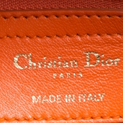 Pre Owned Dior Orange Leather Large Lady Dior Top Handle Bag